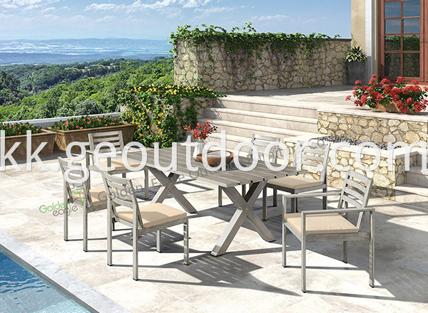 outdoor aluminium dining table and chair